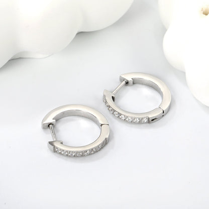 Round with white zirconium/green zirconium ear clips 1.8*15*16mm steel color/golden color asonjewelry