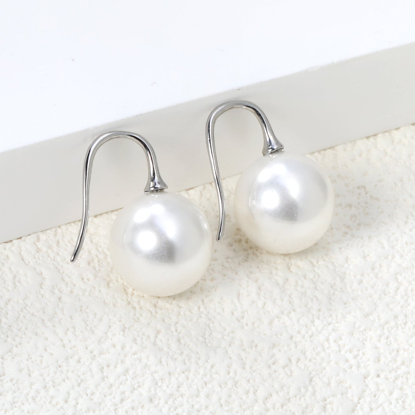 White Pearl Golden Earrings 14mm asonjewelry