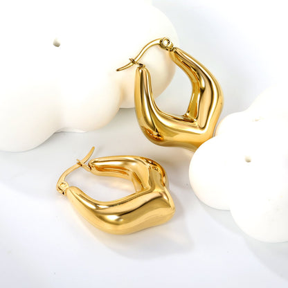 Hollow U-shaped peach heart ear clips 23.7*26.5mm Steel/Golden asonjewelry