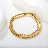 Width 3mm, inner diameter 60mm, 3mm round beads, 20cm bracelet, gold color