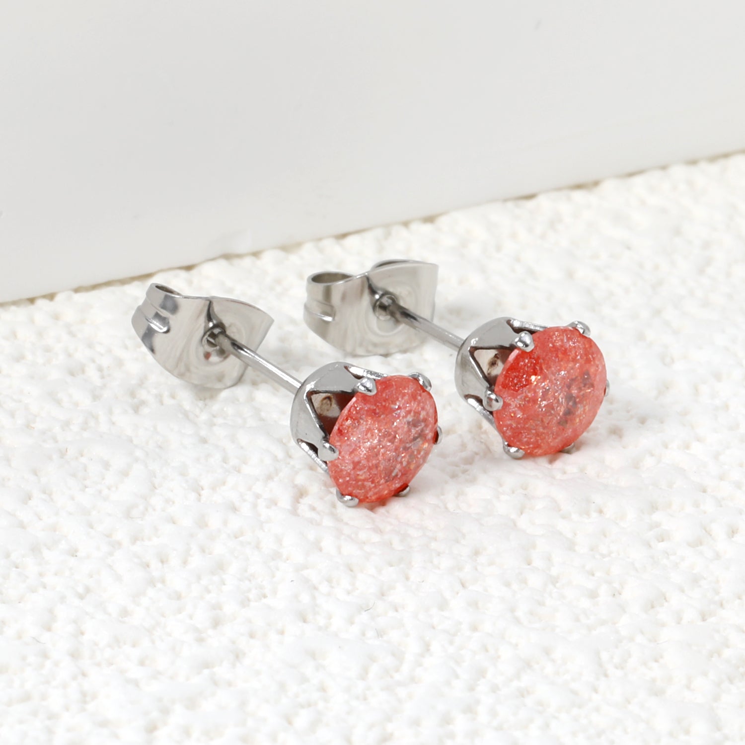 Qty 10pcs 6mm Six Catch Round Mixed Color Diamonds Steel Stud Earrings asonjewelry