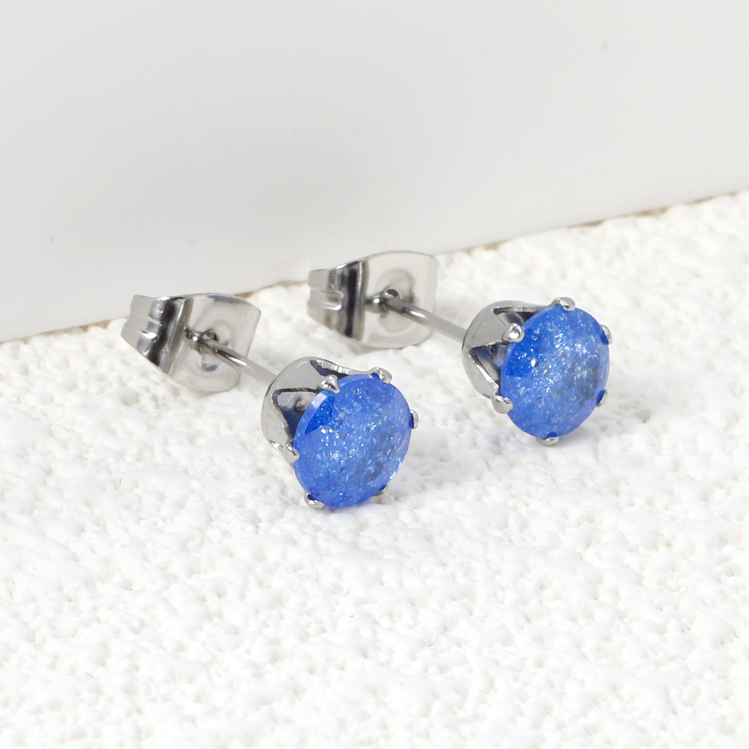 Qty 10pcs 6mm Six Catch Round Mixed Color Diamonds Steel Stud Earrings asonjewelry