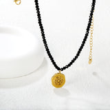 14.6*16.2mm Irregular Oval Halloween Spider Web Pendant 4mm Faceted Bead Chain 43+5cm 6mm Round Tag