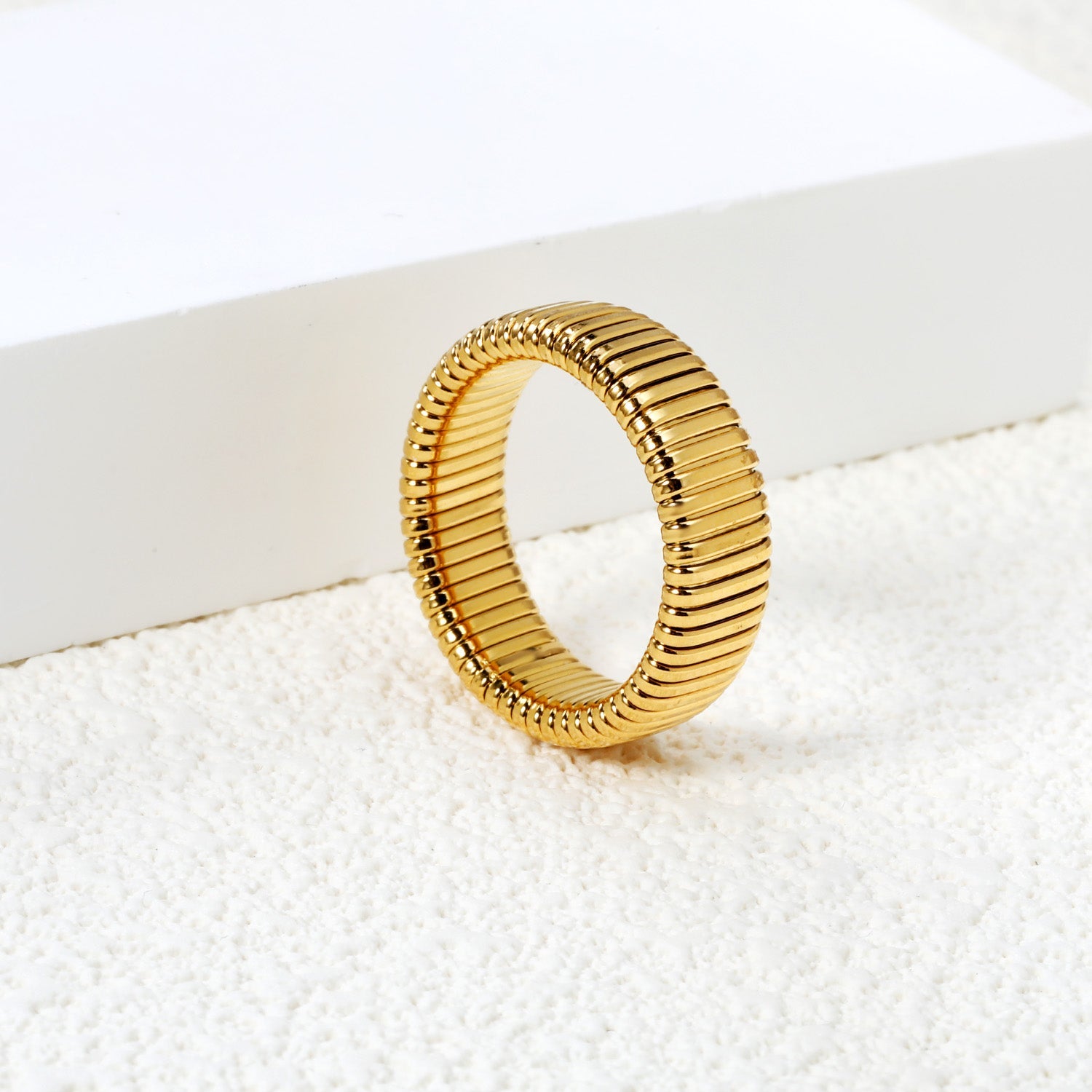 7mm Stainless Steel Gold Color Ring asonjewelry