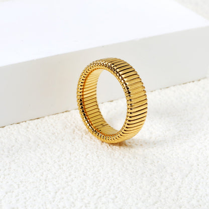 7mm Stainless Steel Gold Color Ring asonjewelry