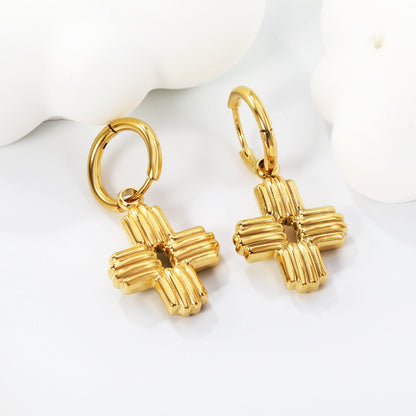 2*10mm circle with 17.2*23mm cross earrings steel color / gold color asonjewelry