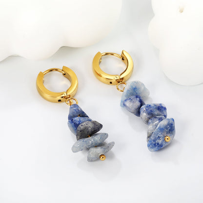 W3*Thick2*ID9mm Spherical Earrings + 2.5cm Imitation Turquoise/White Turquoise/Light Amethyst/Amethyst/Pink Crystals/Larimarite Earrings Gold Color asonjewelry