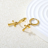 2.0x10mm Ear Hooks 10x15mm Dripping Cross Earrings, Gold