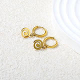 2* Inner 8mm Earring Hook + 7.8mm Spiral Circle Accessory Earring, Gold