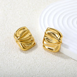 24*28mm Rectangular Button Earring, Gold