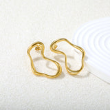28x48mm twisted geometric lines ear studs, gold