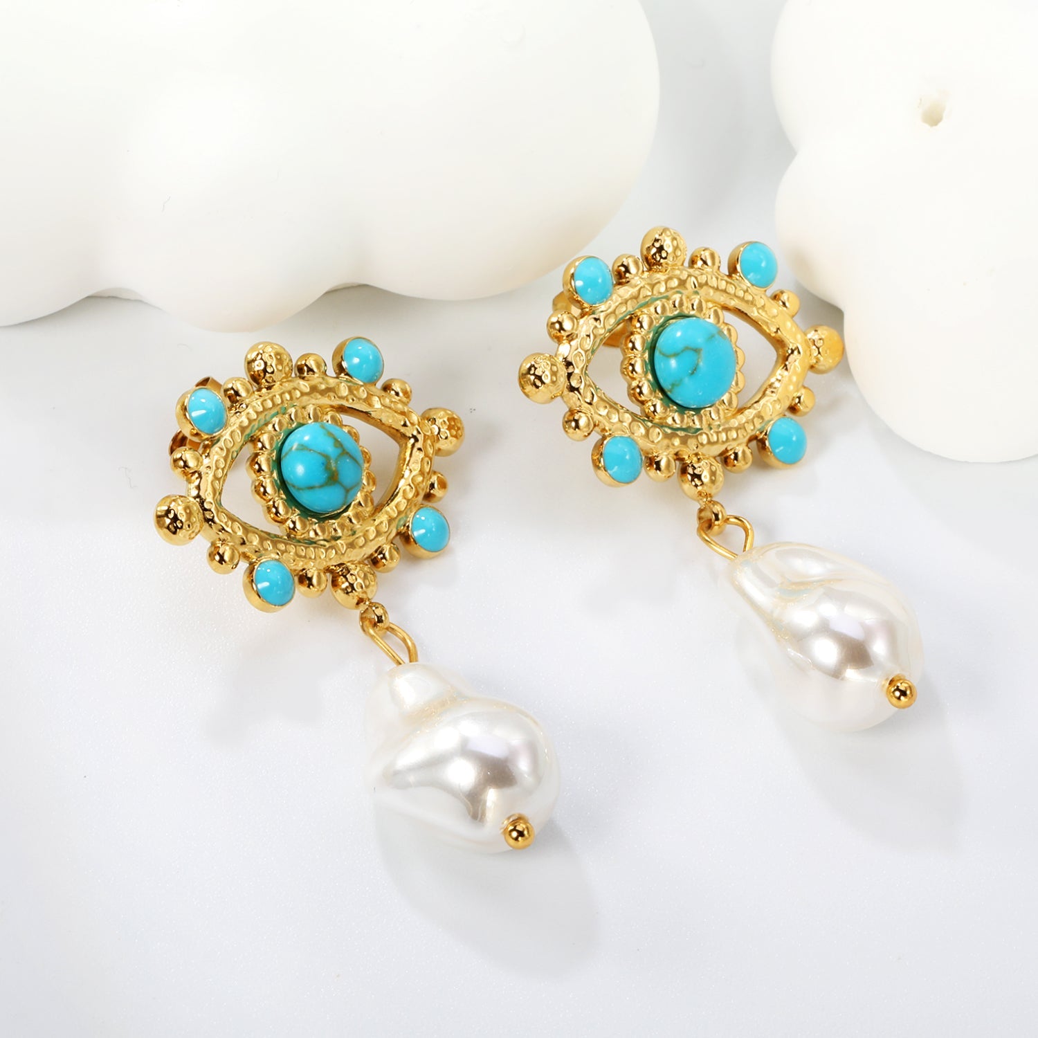 26.2*20mm eyelet with imitation pearl +11.5*16.2mm shaped imitation pearl earrings gold color/golden asonjewelry
