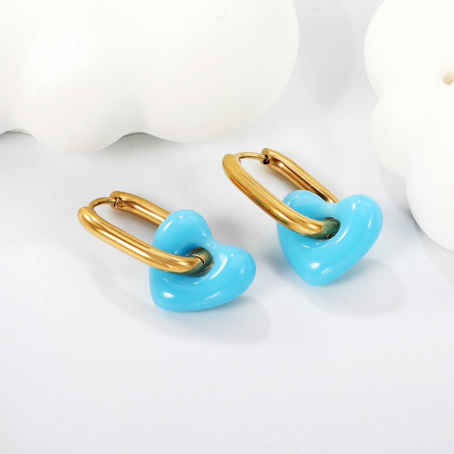 Thick 2.5*W13.5*H18mm oval earrings + 14.3*13mm light blue/pink/red/yellow/purple/navy blue resin heart hoop earrings gold color asonjewelry