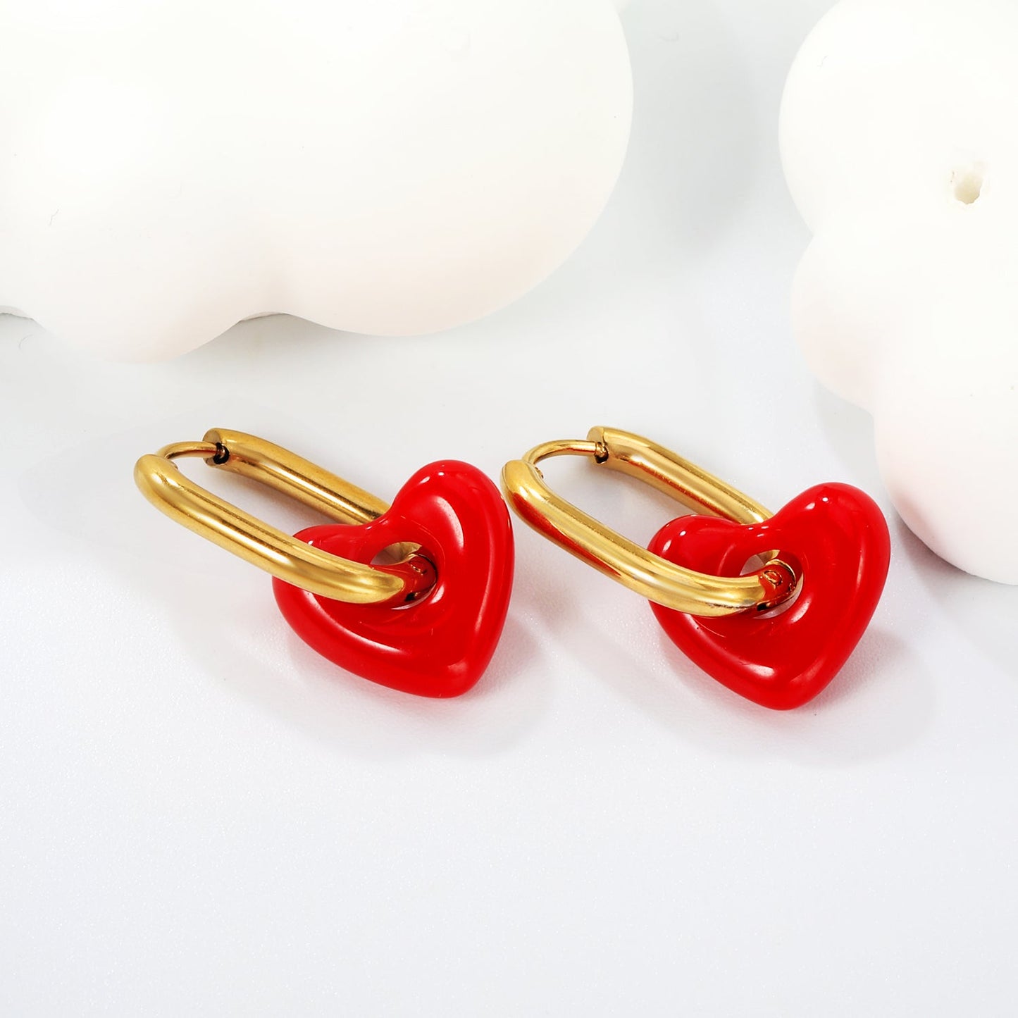 Thick 2.5*W13.5*H18mm oval earrings + 14.3*13mm light blue/pink/red/yellow/purple/navy blue resin heart hoop earrings gold color asonjewelry