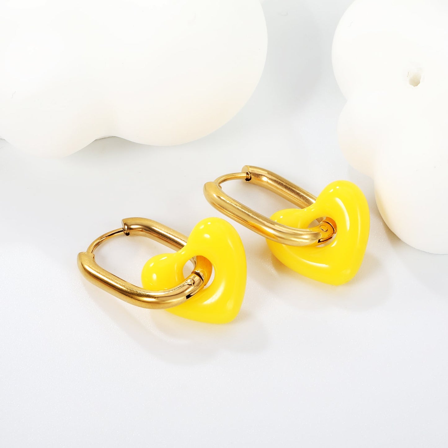 Thick 2.5*W13.5*H18mm oval earrings + 14.3*13mm light blue/pink/red/yellow/purple/navy blue resin heart hoop earrings gold color asonjewelry