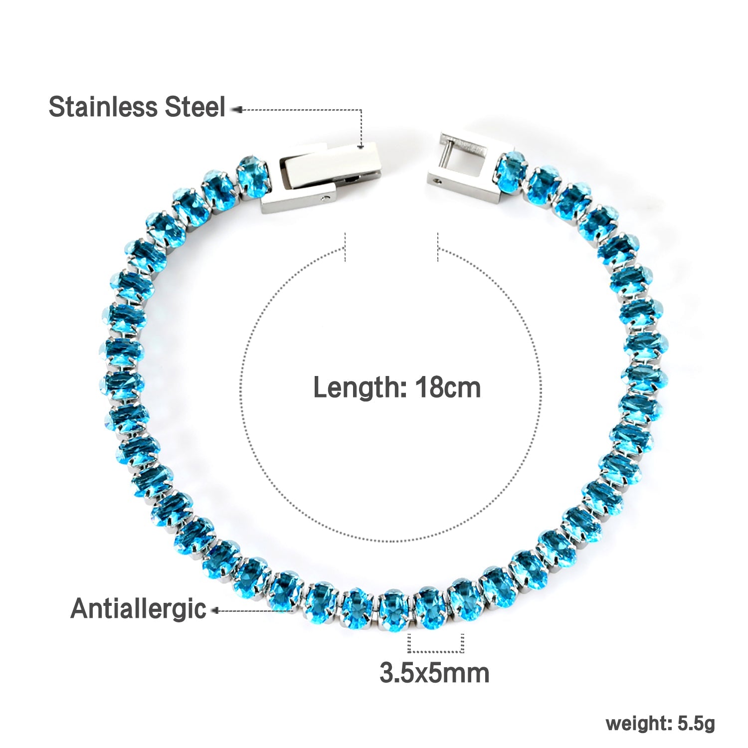 2024 New Year Oval 6 Colors Clasp Bracelet 17cm asonjewelry