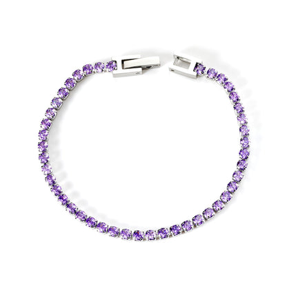 2024 New Year 2~3mm Round Purple Diamond Buckle Bracelet 17cm asonjewelry