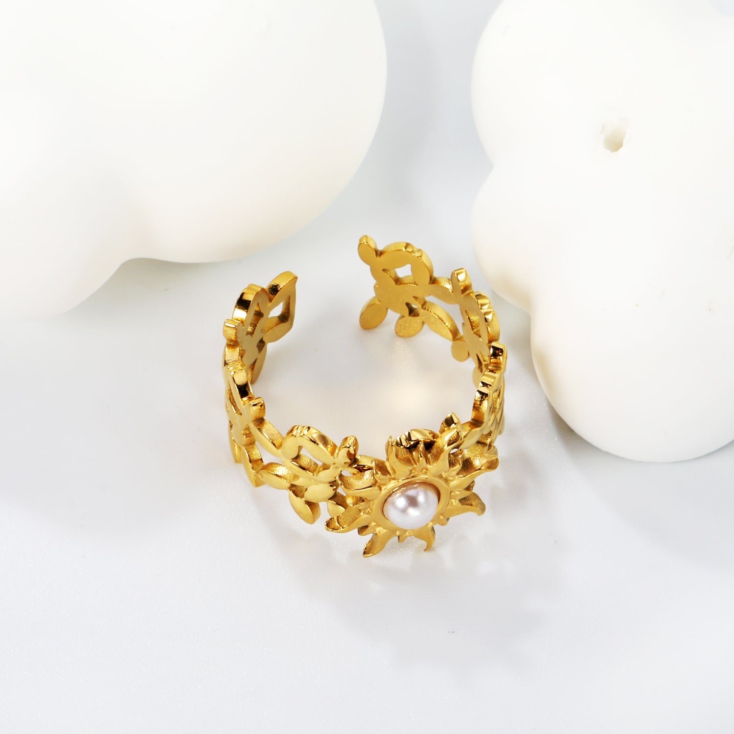 13mm Sunburst Pearl/Turquoise/Tiger Eye Split Ring Gold 8 asonjewelry