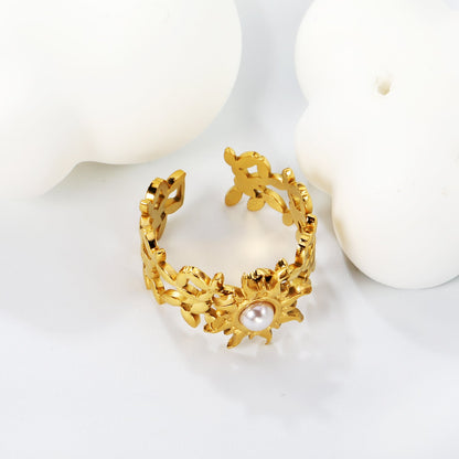 13mm Sunburst Pearl/Turquoise/Tiger Eye Split Ring Gold 8 asonjewelry