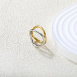 Stainless Steel Two - Tone Curved Interlocking Ring
