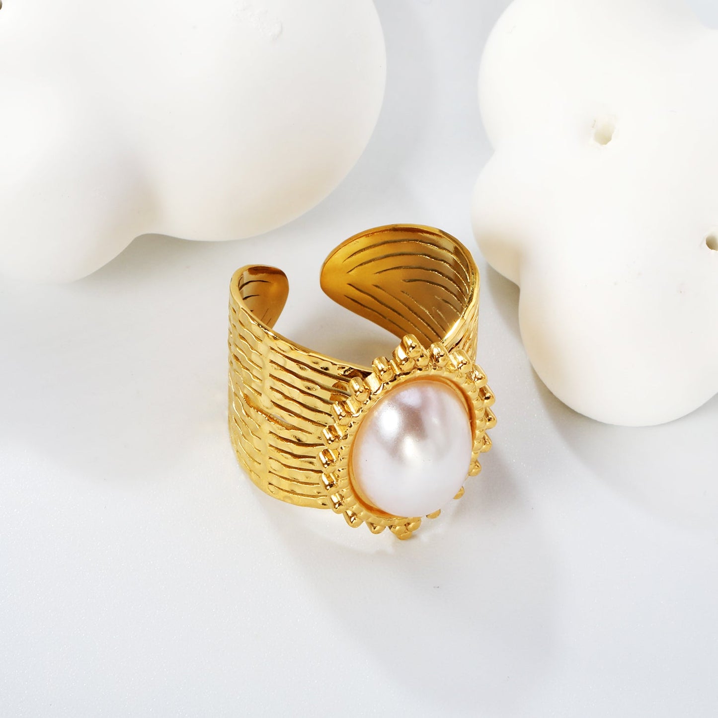 15*21mm Lace Oval with Pearls/Pink Crystals/Tiger's Eye Split Ring Gold 8 asonjewelry