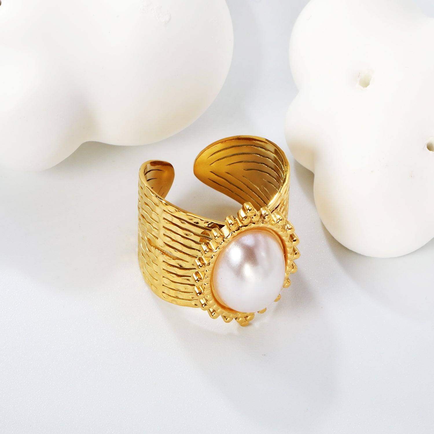 15*21mm Lace Oval with Pearls/Pink Crystals/Tiger's Eye Split Ring Gold 8 asonjewelry