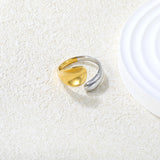 Two - Tone Gold - Silver Asymmetric Drop Open Ring