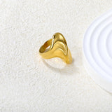 Gold - Plated Stainless Steel Asymmetric Wave Ring