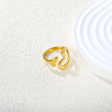 Gold Curved - Heart - Shaped Open Ring