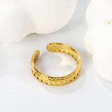 18K Gold - Plated Striped & Hollowed - out Wide Ring