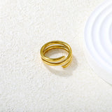 Gold - Plated Stainless Steel Triple - Band Twisted Open Ring