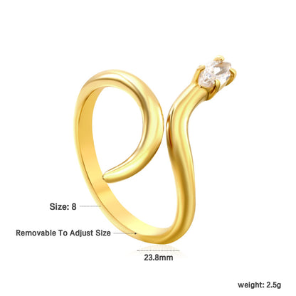 18K Gold - Plated Snake - Shaped Ring with Emerald and Diamond Accents asonjewelry