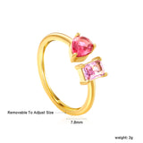 18K Gold - Plated Double Ring with Multi - Color Gemstones