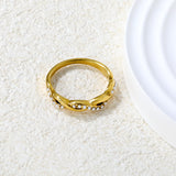 Gold - Plated Curved Band Rings with Diamond, Emerald & Pearl Accents