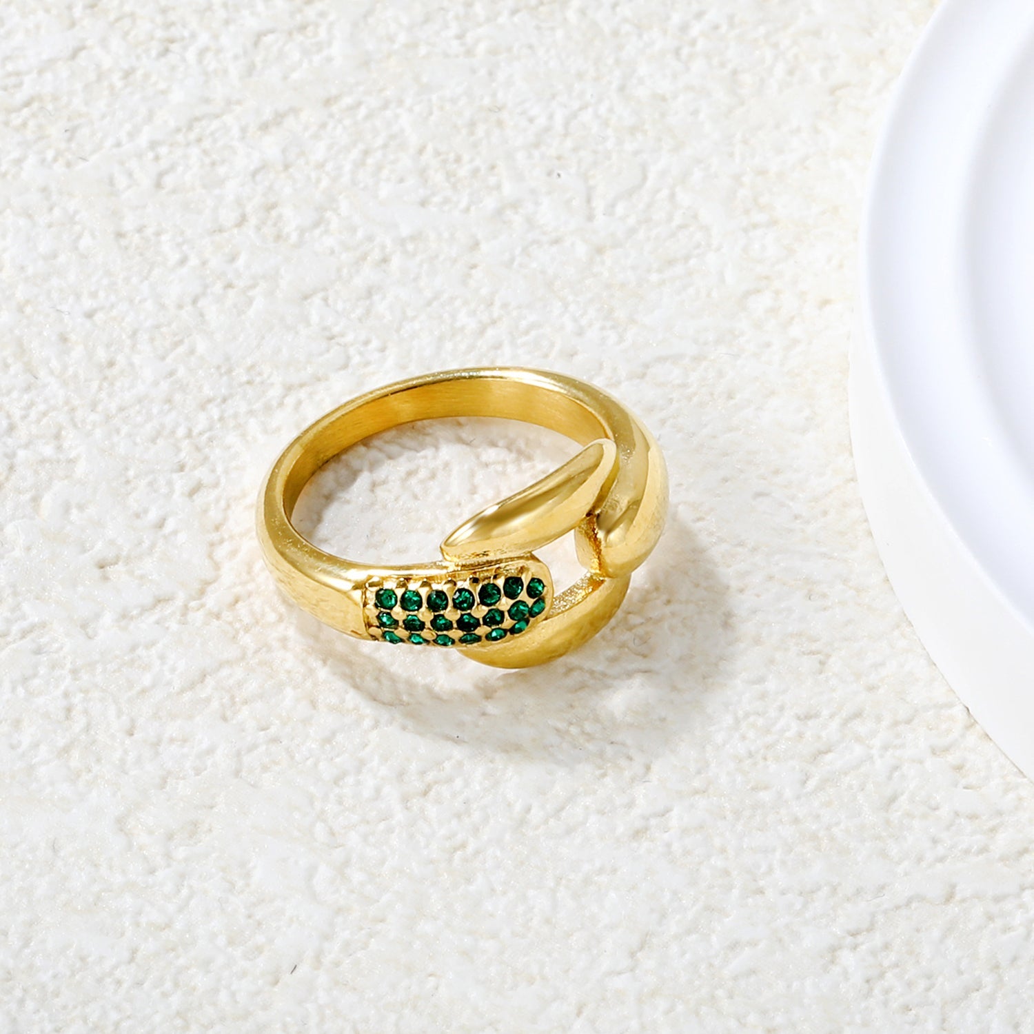 Gold - Plated Twisted Knot Rings with Diamond, Blue - Green & Emerald Gemstones asonjewelry