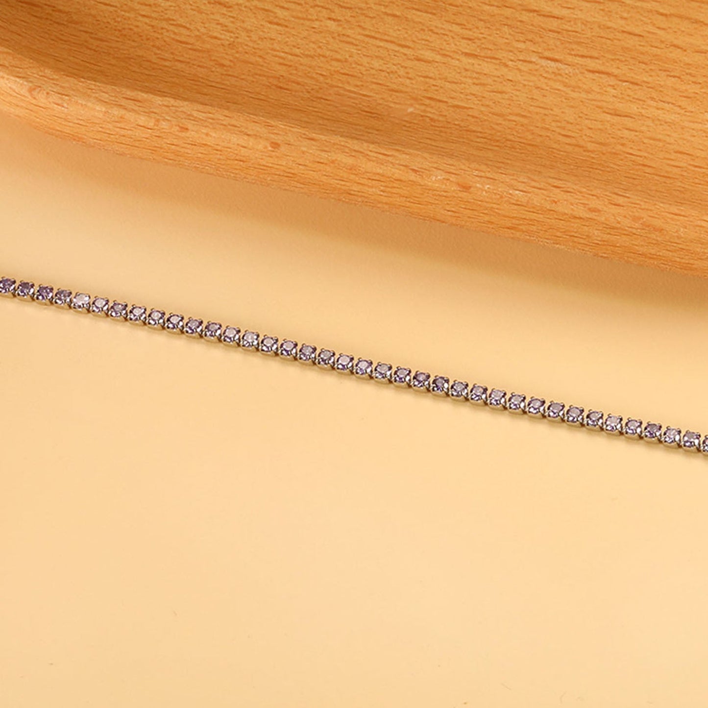 2024 New Year 2~3mm Round Purple Diamond Buckle Bracelet 17cm asonjewelry