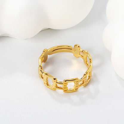 New double-layered stainless steel chain shape band ring asonjewelry