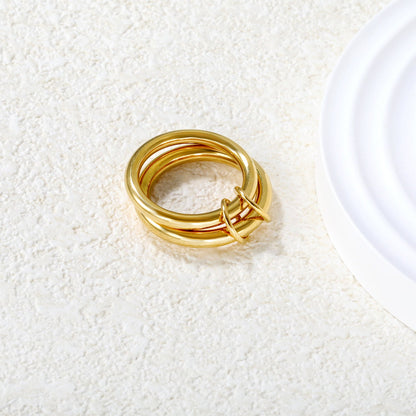 Stainless Steel & Gold - Plated Double - Loop Intertwined Rings asonjewelry