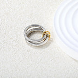 Stainless Steel & Gold - Plated Double - Loop Intertwined Rings