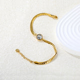 10mm Swarovski white diamonds, 4.2mm encrypted Cuban chain, 18+3cm+6mm round pendant, bracelet, gold