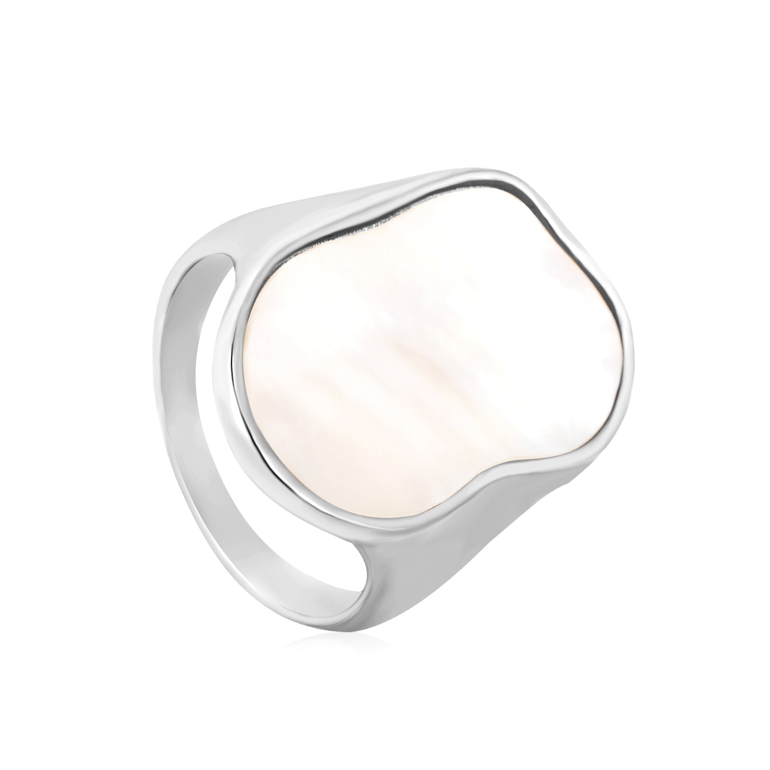 Wholesale Trendy Gold - Toned Stainless Steel Open Rings with Irregular Mother - of - Pearl Inlay for Bulk Orders asonjewelry