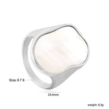 Wholesale Trendy Gold - Toned Stainless Steel Open Rings with Irregular Mother - of - Pearl Inlay for Bulk Orders