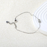 7.7 x 6mm raised edge rectangular 0.3 cross chain bracelet 18+3cm+6mm round pendant Steel color/gold color
