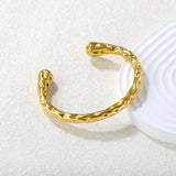 6mm wide, 60mm inner diameter hammered texture teardrop bracelet Steel color/gold color