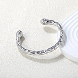 6mm wide, 60mm inner diameter hammered texture teardrop bracelet Steel color/gold color