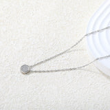 7.8 x 8.6mm raised-edge hexagonal CNC white zirconia pendant 0.3mm cross chain 40+5cm + 6mm round pendant necklace Steel/Gold