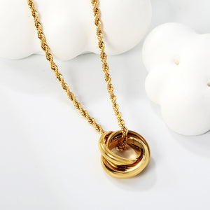 Small four sided mill necklace (OD 15mm ring size 5 pendant) 2.0 twist chain 40+5cm+6mm round tag steel color/golden color