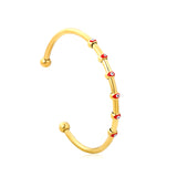 W3*ID59mm Red/Blue Oil Drip Eye Bracelet Steel/Golden