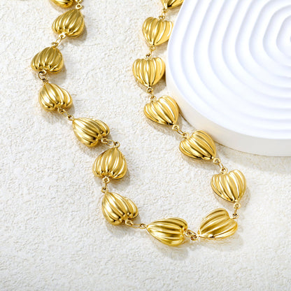 15x14mm 17 hollow heart-shaped 40+5cm+6mm round pendant, gold asonjewelry