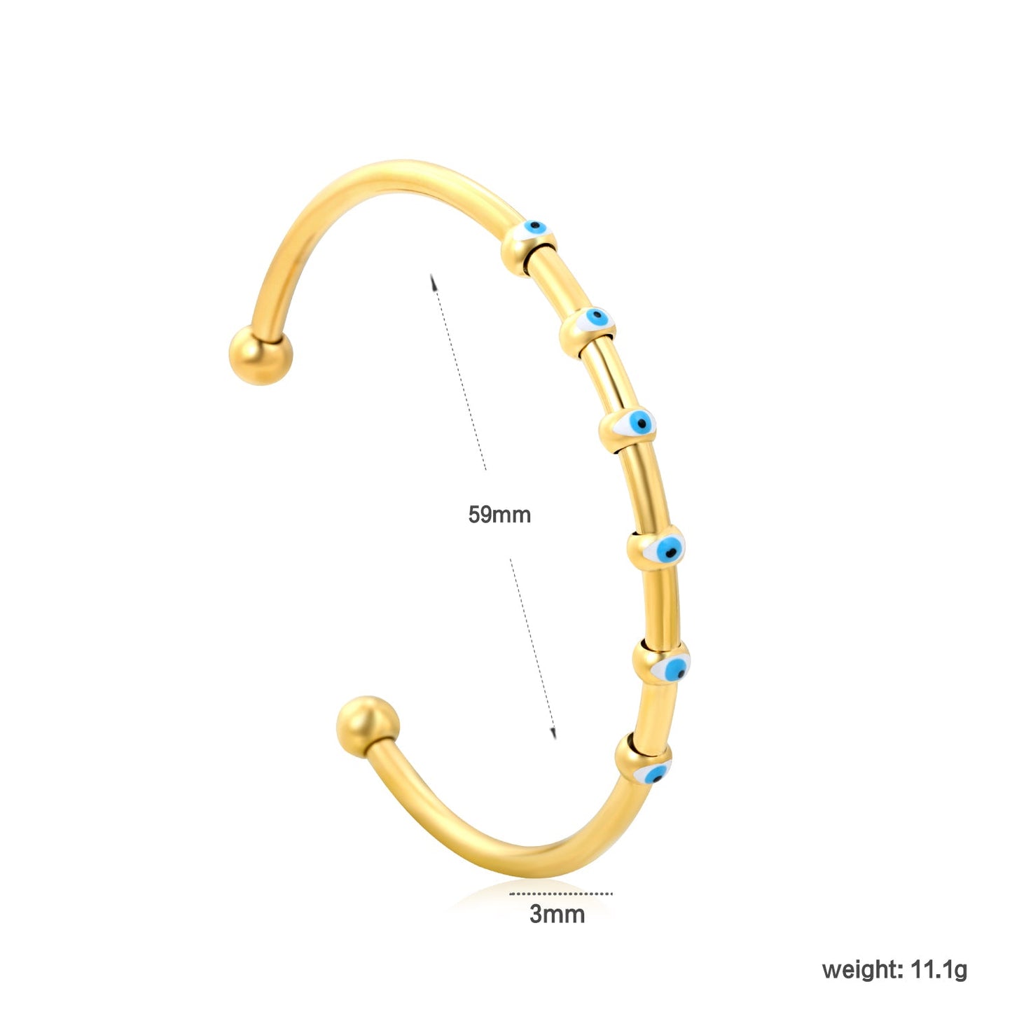 W3*ID59mm Red/Blue Oil Drip Eye Bracelet Steel/Golden asonjewelry